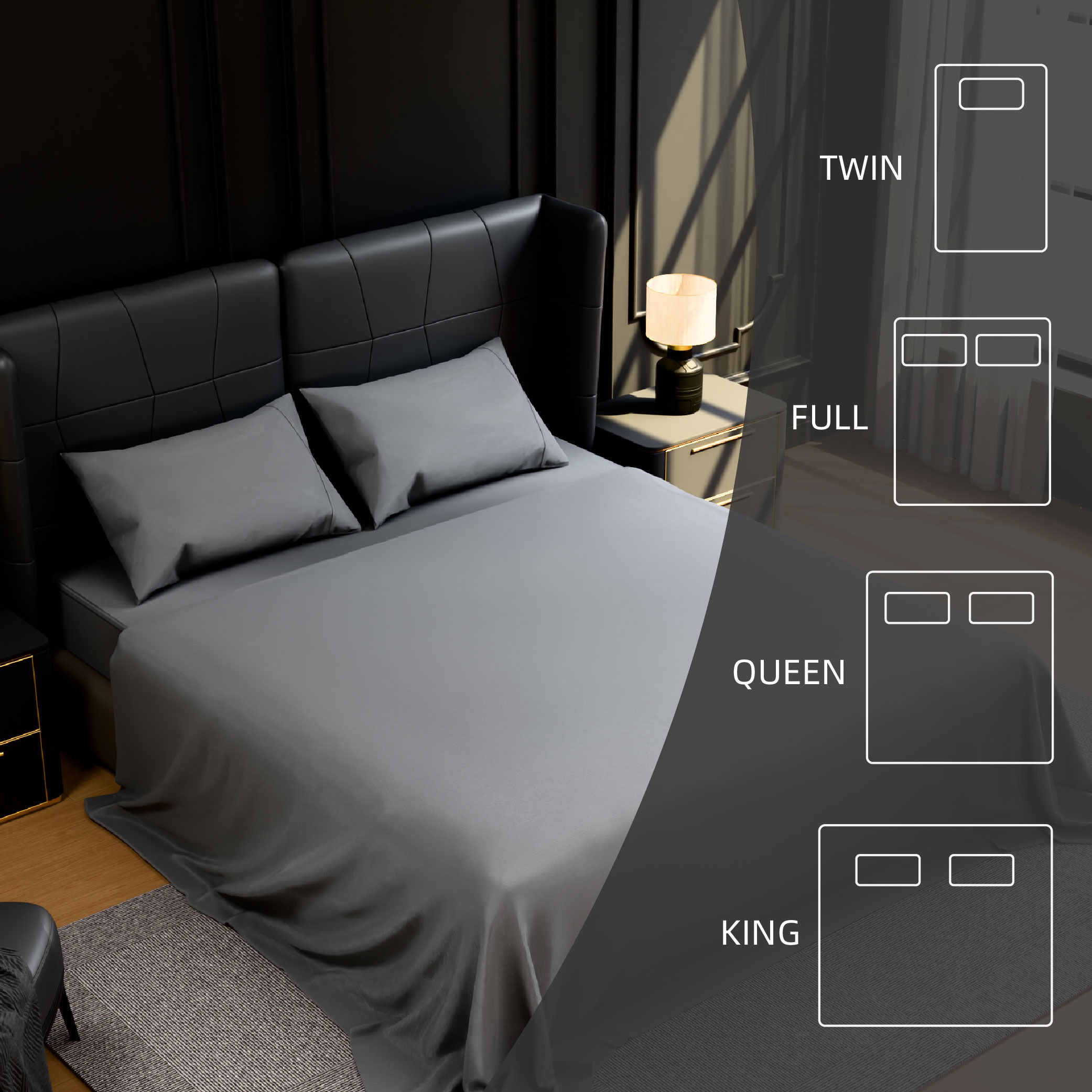 Bedding King Bed Sheets Set - 4 Piece Bedding - Brushed Microfiber - Shrinkage And Fade Resistant - Easy Care (King, Grey)_voghion.com